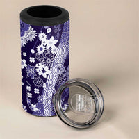 Hawaii Puakenikeni and Maile Lei 4 in 1 Can Cooler Tumbler Purple Japanese Wave Style - Polynesian Pride
