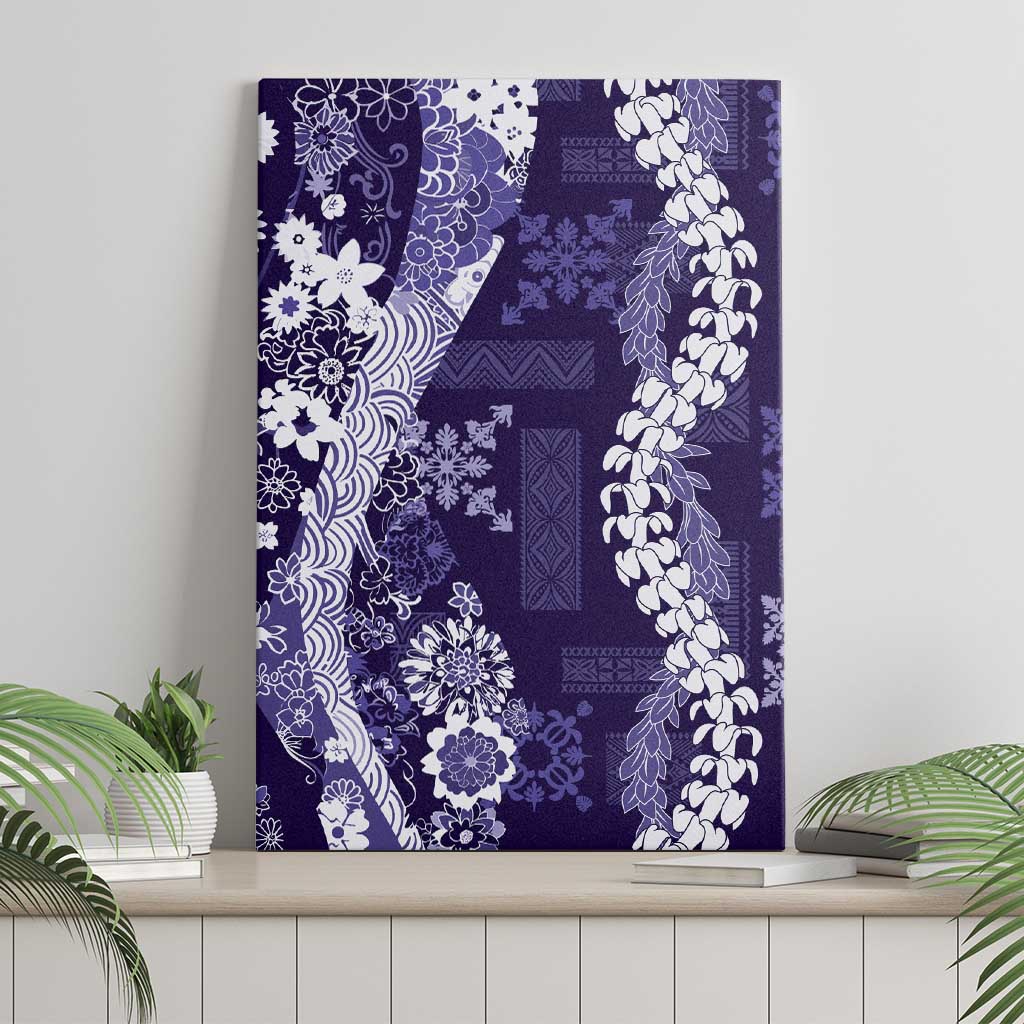 Hawaii Puakenikeni and Maile Lei Canvas Wall Art Purple Japanese Wave Style LT9 - Polynesian Pride