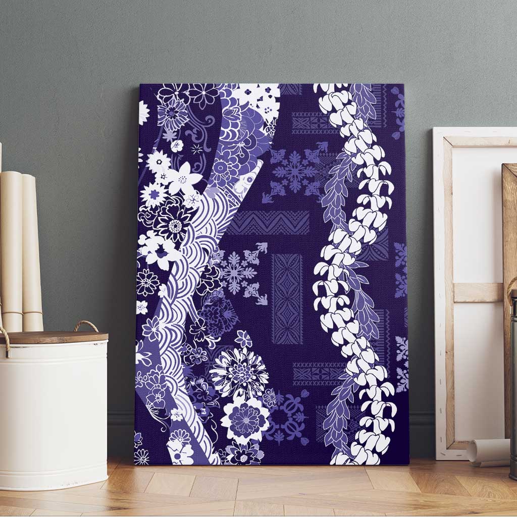 Hawaii Puakenikeni and Maile Lei Canvas Wall Art Purple Japanese Wave Style LT9 - Polynesian Pride