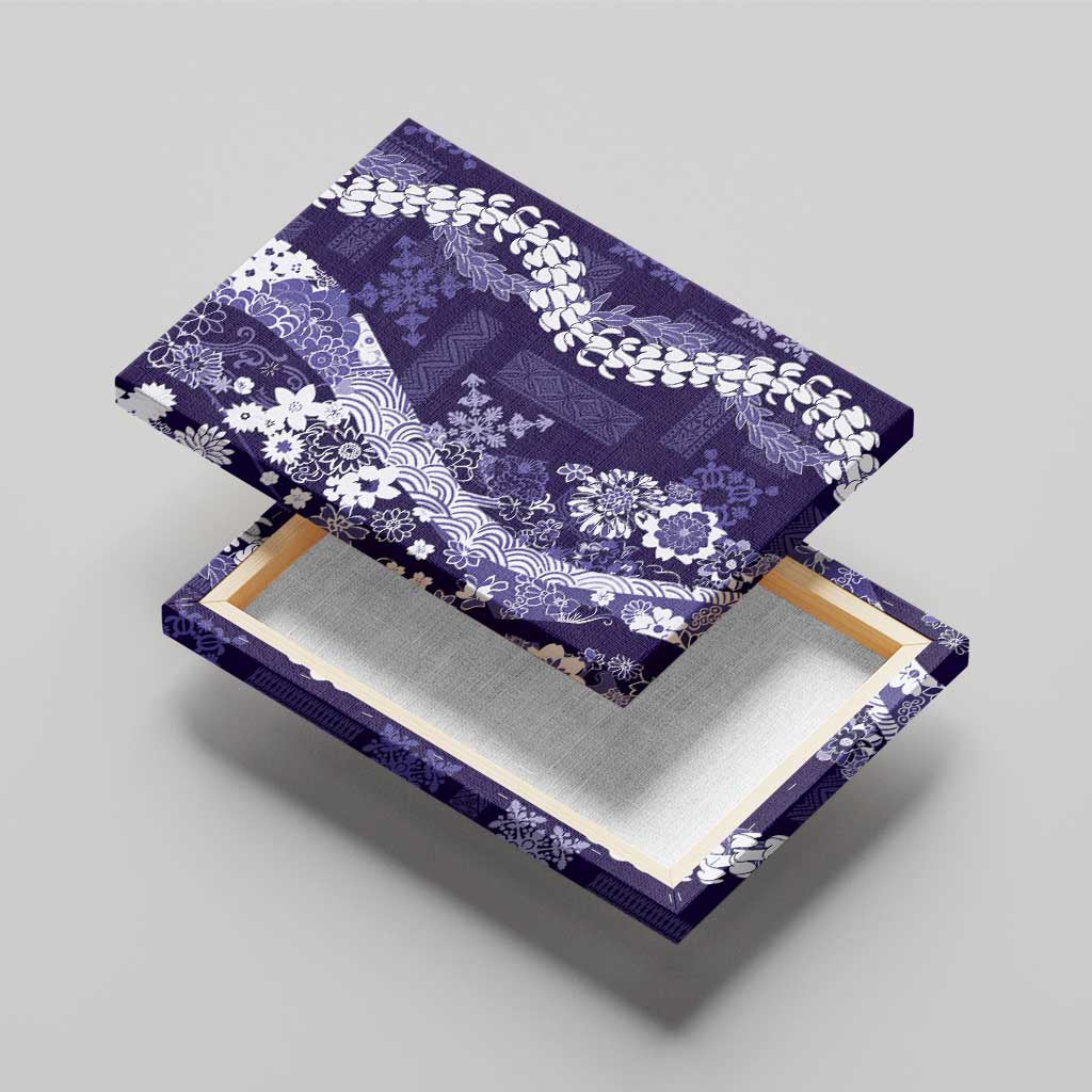 Hawaii Puakenikeni and Maile Lei Canvas Wall Art Purple Japanese Wave Style LT9 - Polynesian Pride