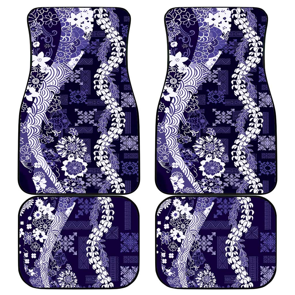 Hawaii Puakenikeni and Maile Lei Car Mats Purple Japanese Wave Style - Polynesian Pride