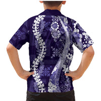 Hawaii Puakenikeni and Maile Lei Family Matching Mermaid Dress and Hawaiian Shirt Purple Japanese Wave Style - Polynesian Pride
