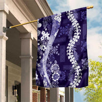 Hawaii Puakenikeni and Maile Lei Garden Flag Purple Japanese Wave Style - Polynesian Pride