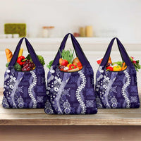Hawaii Puakenikeni and Maile Lei Grocery Bag Purple Japanese Wave Style LT9 3-pack One Size Purple - Polynesian Pride