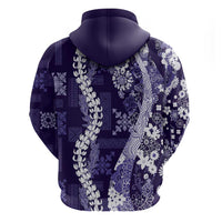 Hawaii Puakenikeni and Maile Lei Hoodie Purple Japanese Wave Style - Polynesian Pride