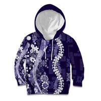 Hawaii Puakenikeni and Maile Lei Kid Hoodie Purple Japanese Wave Style - Polynesian Pride