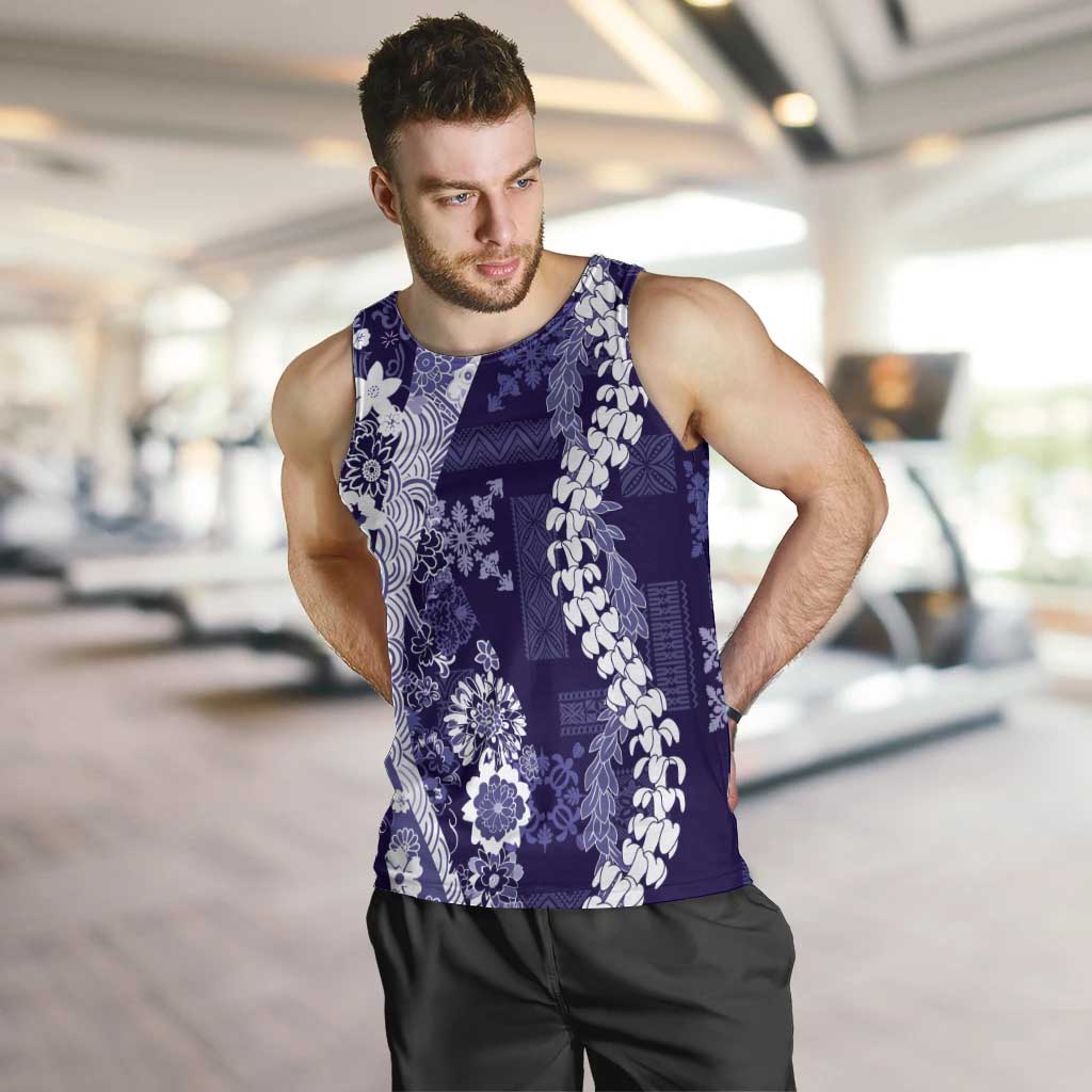Hawaii Puakenikeni and Maile Lei Men Tank Top Purple Japanese Wave Style LT9 Purple - Polynesian Pride