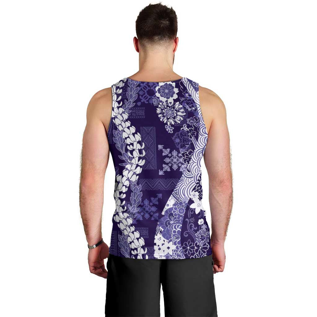 Hawaii Puakenikeni and Maile Lei Men Tank Top Purple Japanese Wave Style LT9 - Polynesian Pride