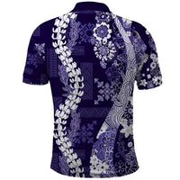 Hawaii Puakenikeni and Maile Lei Polo Shirt Purple Japanese Wave Style - Polynesian Pride