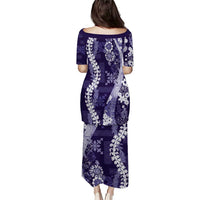 Hawaii Puakenikeni and Maile Lei Puletasi Purple Japanese Wave Style LT9 - Polynesian Pride