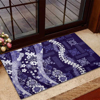 Hawaii Puakenikeni and Maile Lei Rubber Doormat Purple Japanese Wave Style LT9 - Polynesian Pride