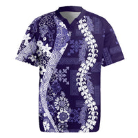 Hawaii Puakenikeni and Maile Lei Rugby Jersey Purple Japanese Wave Style LT9 Purple - Polynesian Pride