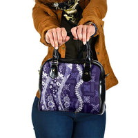 Hawaii Puakenikeni and Maile Lei Shoulder Handbag Purple Japanese Wave Style - Polynesian Pride