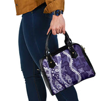 Hawaii Puakenikeni and Maile Lei Shoulder Handbag Purple Japanese Wave Style - Polynesian Pride