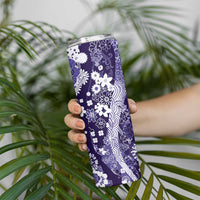Hawaii Puakenikeni and Maile Lei Skinny Tumbler Purple Japanese Wave Style - Polynesian Pride