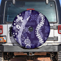 Hawaii Puakenikeni and Maile Lei Spare Tire Cover Purple Japanese Wave Style - Polynesian Pride