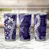 Hawaii Puakenikeni and Maile Lei Tumbler Cup Purple Japanese Wave Style - Polynesian Pride