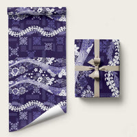 Hawaii Puakenikeni and Maile Lei Wrapping Paper Purple Japanese Wave Style - Polynesian Pride