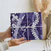 Hawaii Puakenikeni and Maile Lei Wrapping Paper Purple Japanese Wave Style - Polynesian Pride