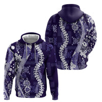 Hawaii Puakenikeni and Maile Lei Zip Hoodie Purple Japanese Wave Style - Polynesian Pride