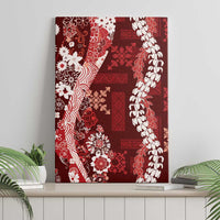 Hawaii Puakenikeni and Maile Lei Canvas Wall Art Red Japanese Wave Style LT9 - Polynesian Pride