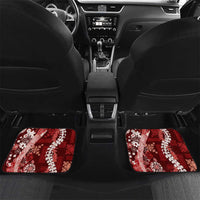 Hawaii Puakenikeni and Maile Lei Car Mats Red Japanese Wave Style - Polynesian Pride