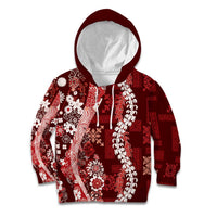 Hawaii Puakenikeni and Maile Lei Kid Hoodie Red Japanese Wave Style - Polynesian Pride