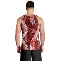 Hawaii Puakenikeni and Maile Lei Men Tank Top Red Japanese Wave Style LT9 - Polynesian Pride