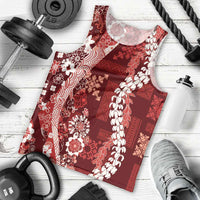 Hawaii Puakenikeni and Maile Lei Men Tank Top Red Japanese Wave Style LT9 - Polynesian Pride