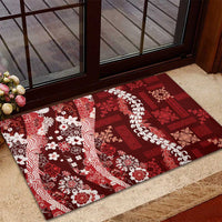 Hawaii Puakenikeni and Maile Lei Rubber Doormat Red Japanese Wave Style LT9 - Polynesian Pride