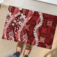 Hawaii Puakenikeni and Maile Lei Rubber Doormat Red Japanese Wave Style LT9 - Polynesian Pride