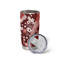 Hawaii Puakenikeni and Maile Lei Tumbler Cup Red Japanese Wave Style - Polynesian Pride