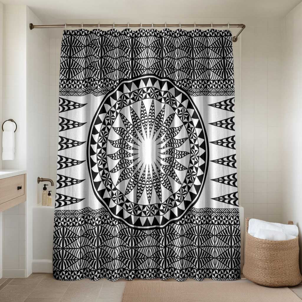 All White Tonga Malo e lelei Bathroom Set Vintage Ngatu Tribal Pattern - Polynesian Pride