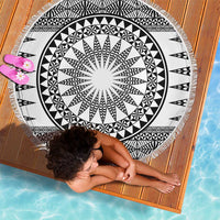 All White Tonga Malo e lelei Beach Blanket Vintage Ngatu Tribal Pattern - Polynesian Pride