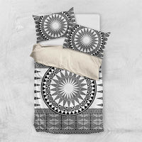 All White Tonga Malo e lelei Bedding Set Vintage Ngatu Tribal Pattern - Polynesian Pride