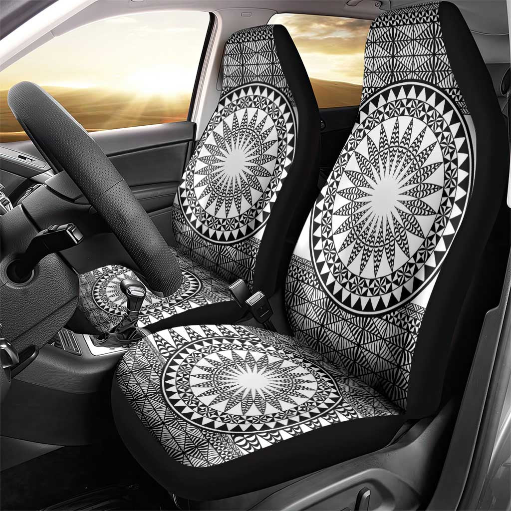 All White Tonga Malo e lelei Car Seat Cover Vintage Ngatu Tribal Pattern - Polynesian Pride