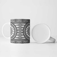 All White Tonga Malo e lelei Ceramic Mug Vintage Ngatu Tribal Pattern - Polynesian Pride