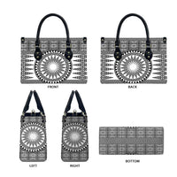 All White Tonga Malo e lelei Leather Bag Vintage Ngatu Tribal Pattern - Polynesian Pride