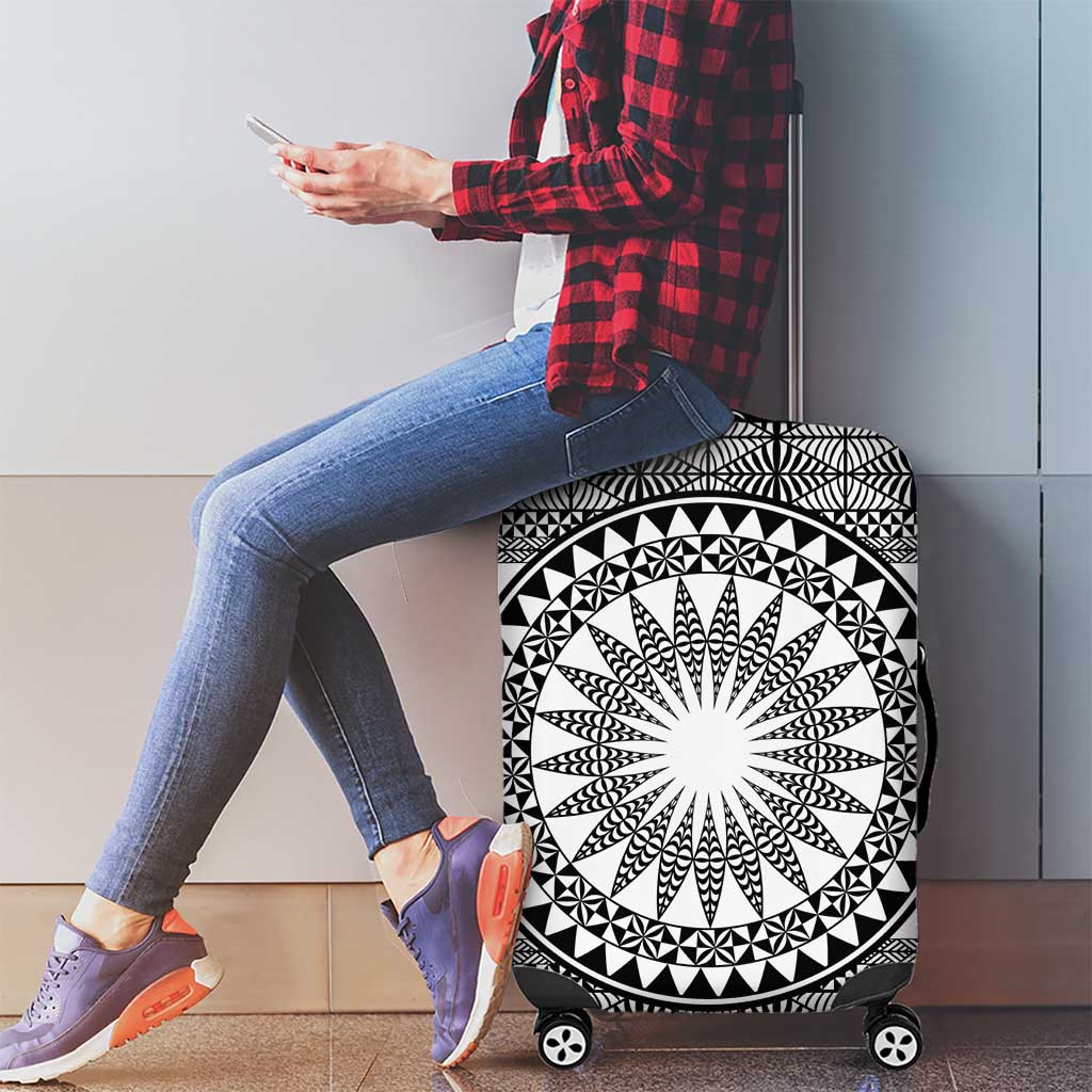 All White Tonga Malo e lelei Luggage Cover Vintage Ngatu Tribal Pattern - Polynesian Pride