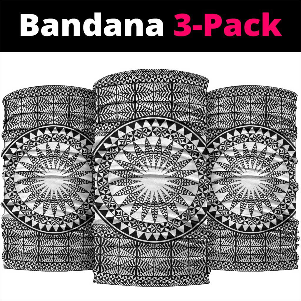 All White Tonga Malo e lelei Neck Gaiter Vintage Ngatu Tribal Pattern - Polynesian Pride