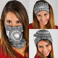All White Tonga Malo e lelei Neck Gaiter Vintage Ngatu Tribal Pattern - Polynesian Pride