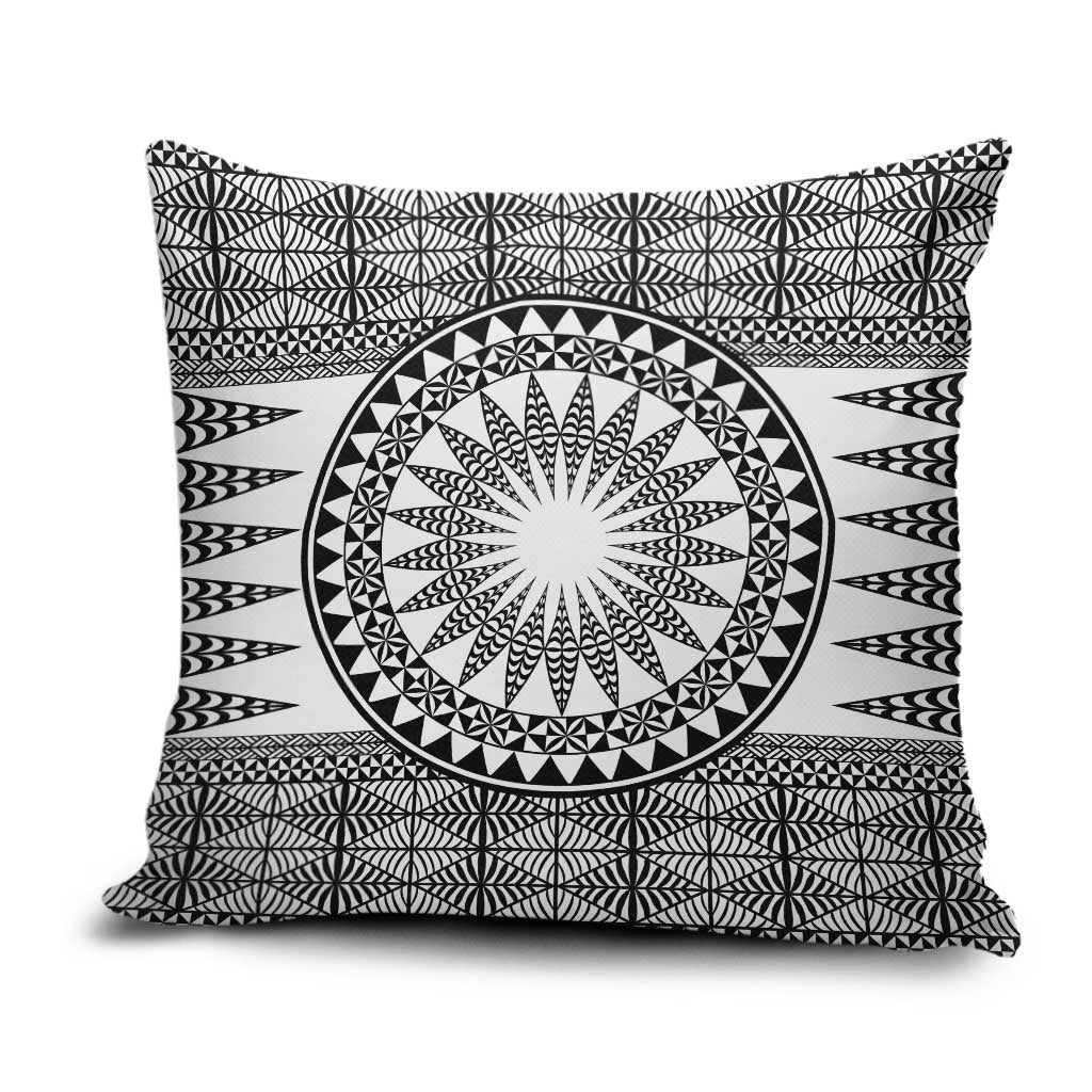 All White Tonga Malo e lelei Pillow Cover Vintage Ngatu Tribal Pattern - Polynesian Pride