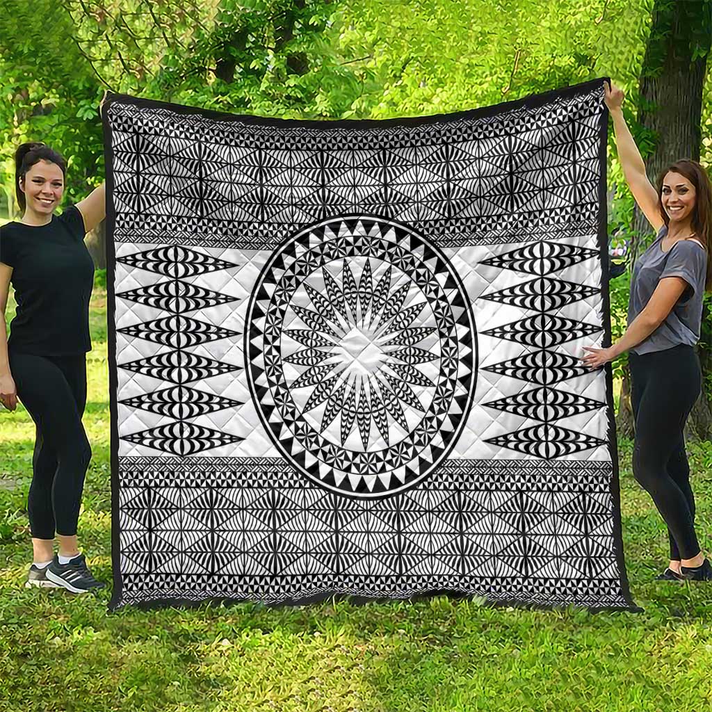 All White Tonga Malo e lelei Quilt Vintage Ngatu Tribal Pattern - Polynesian Pride