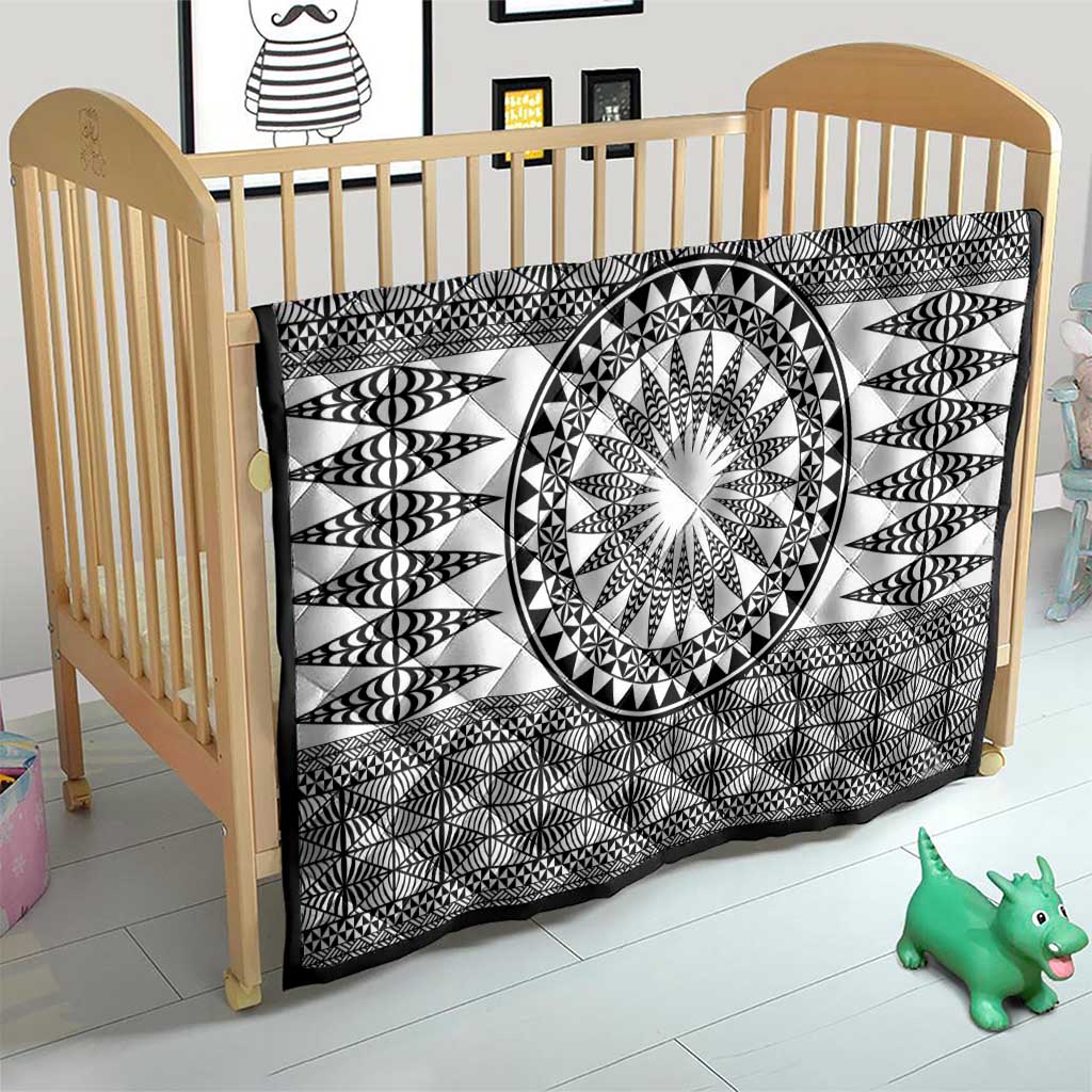 All White Tonga Malo e lelei Quilt Vintage Ngatu Tribal Pattern - Polynesian Pride
