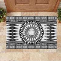 All White Tonga Malo e lelei Rubber Doormat Vintage Ngatu Tribal Pattern - Polynesian Pride