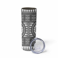 All White Tonga Malo e lelei Skinny Tumbler Vintage Ngatu Tribal Pattern - Polynesian Pride