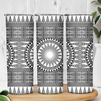 All White Tonga Malo e lelei Skinny Tumbler Vintage Ngatu Tribal Pattern - Polynesian Pride