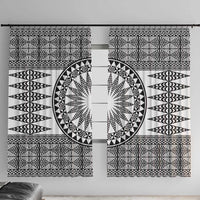 All White Tonga Malo e lelei Window Curtain Vintage Ngatu Tribal Pattern - Polynesian Pride