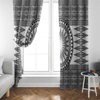 All White Tonga Malo e lelei Window Curtain Vintage Ngatu Tribal Pattern - Polynesian Pride