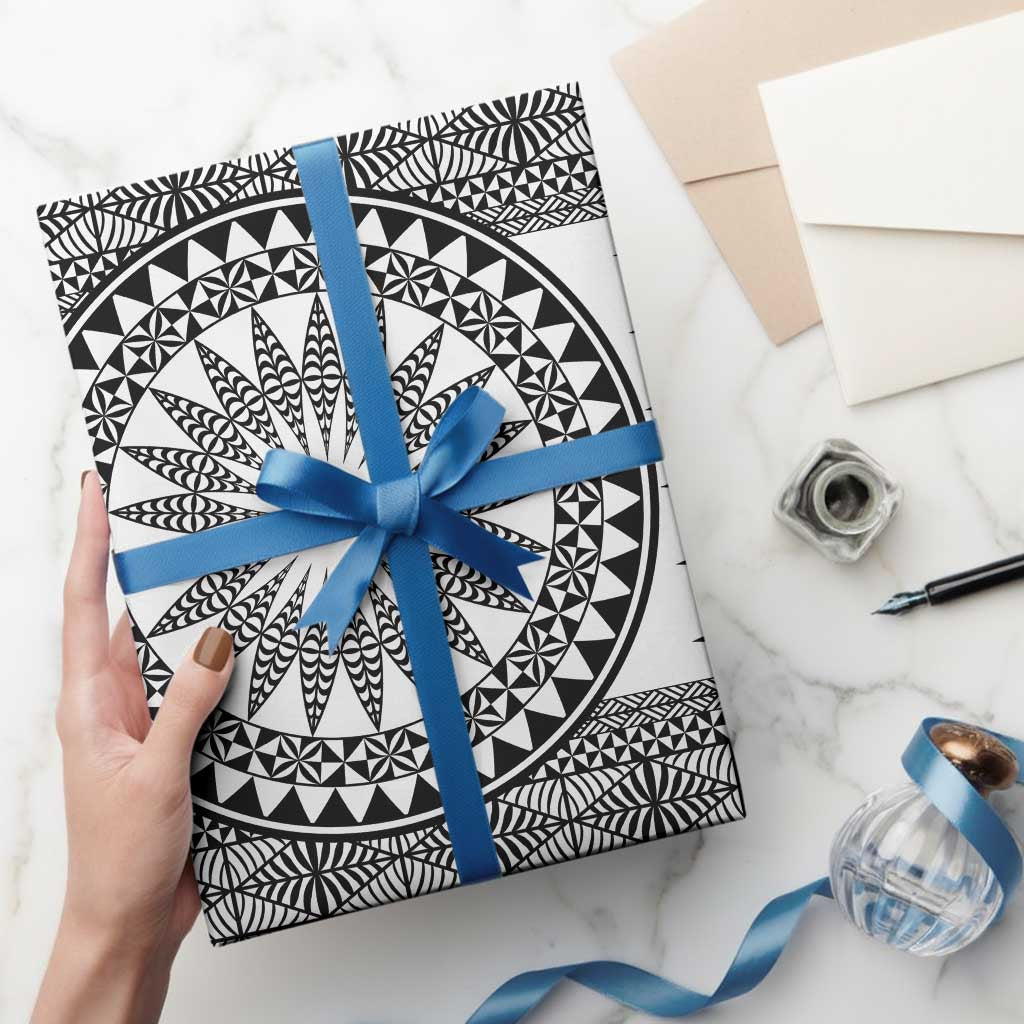 All White Tonga Malo e lelei Wrapping Paper Vintage Ngatu Tribal Pattern - Polynesian Pride